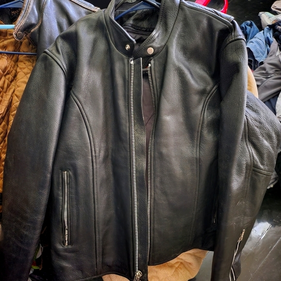 Mens black leather jacket - Picture 1 of 2